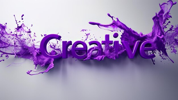 La créativité du marbre violet affiche artistique conceptuelle le mot créatif fait en lettres texturées horizontales
