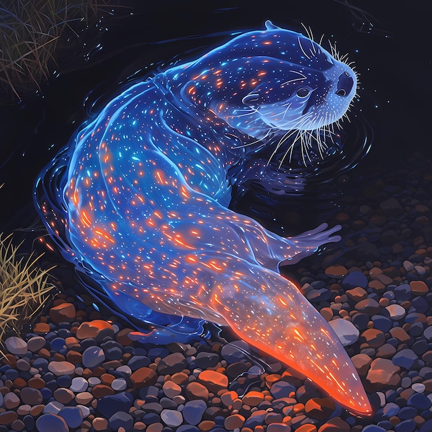 Créature aquatique éclairée Image de la faune éthérée