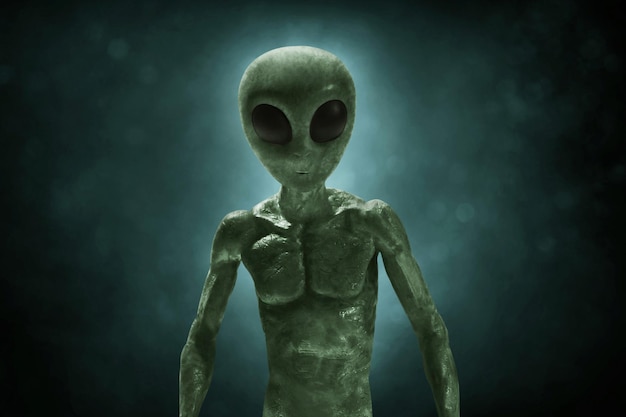 Une créature extraterrestre sur un fond sombre