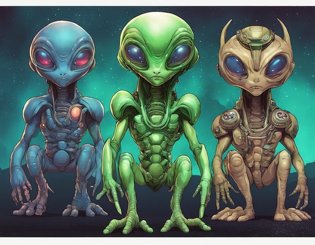 Une créature extraterrestre inconnue, un OVNI, une civilisation extraterrestre, une forme de vie humanoïde, un univers.