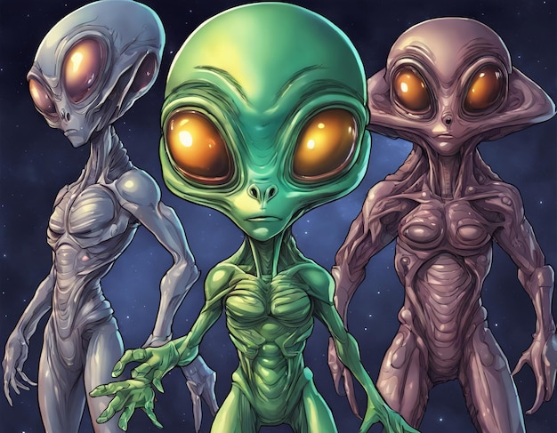 Une créature extraterrestre inconnue, un OVNI, une civilisation extraterrestre, une forme de vie humanoïde, un univers.