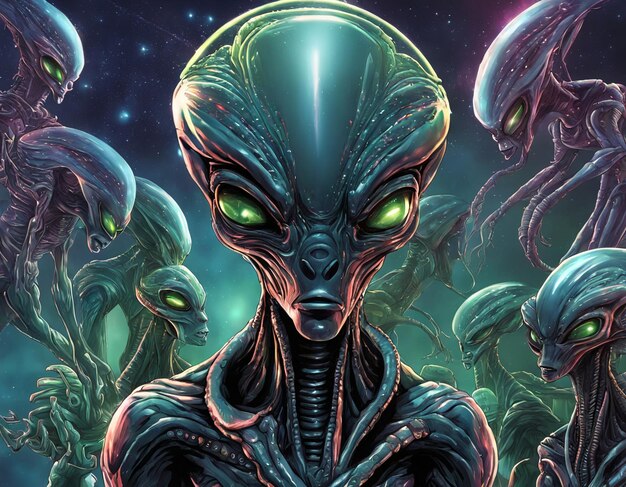 Une créature extraterrestre inconnue, un OVNI, une civilisation extraterrestre, une forme de vie humanoïde, un univers.