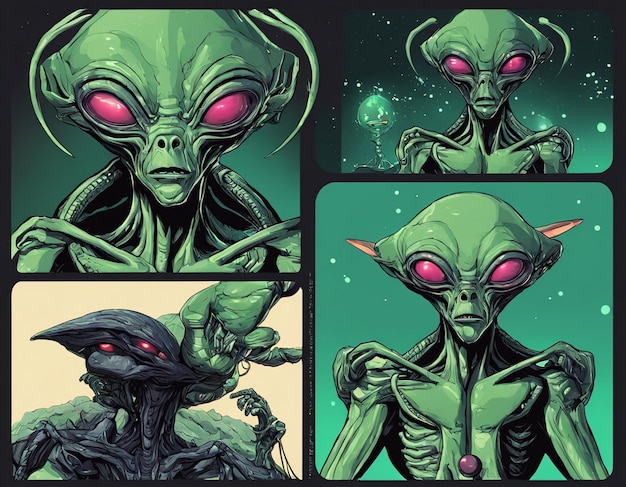Une créature extraterrestre inconnue, un OVNI, une civilisation extraterrestre, une forme de vie humanoïde, un univers.