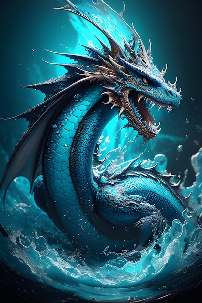 Photo la créature mystique le dragon bleu