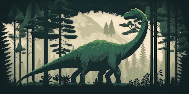 Créature préhistorique ou dinosaure dans la nature sauvage Dessin de style réaliste