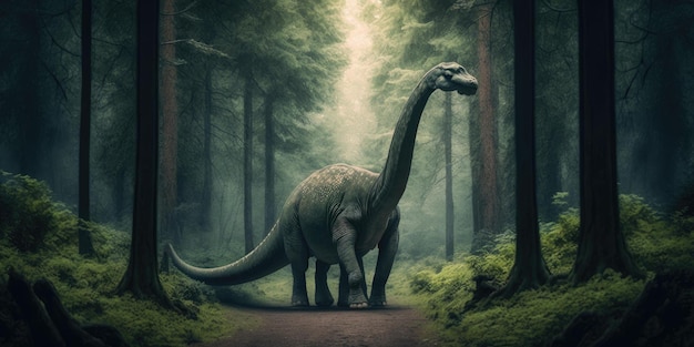 Créature préhistorique ou dinosaure dans la nature sauvage Dessin de style réaliste