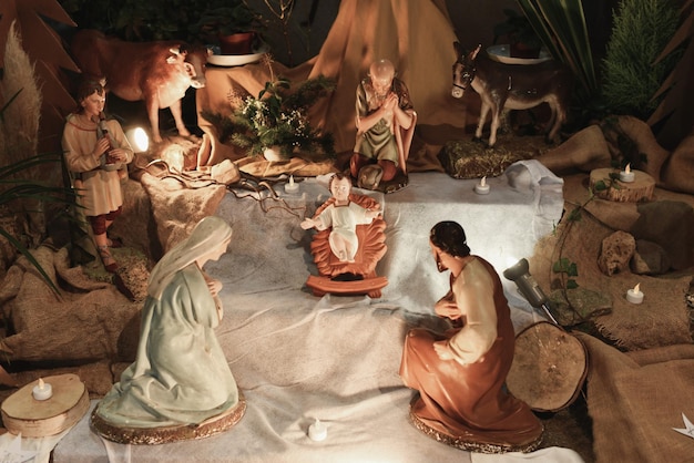 Crèche de Noël avec Joseph Marie et Jésus