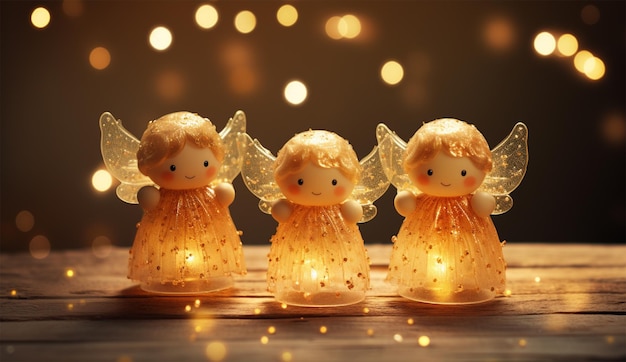 Photo la crèche de noël avec des petits anges et des bougies