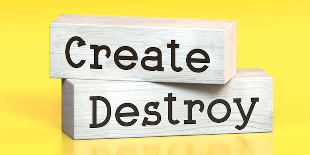Créer des mots de destruction sur des blocs de bois illustration 3D