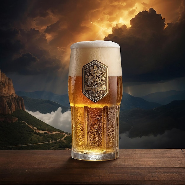 Créer une page d'atterrissage de bière spectaculaire où la majestueuse présence de Zeus le tout-puissant grec
