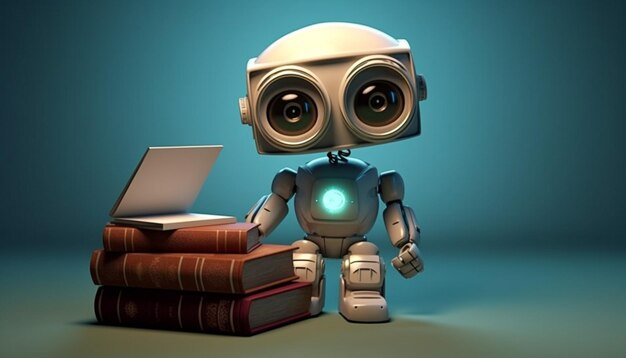 Photo créer un robot inspiré par les livres et la lecture de ce robot coupé