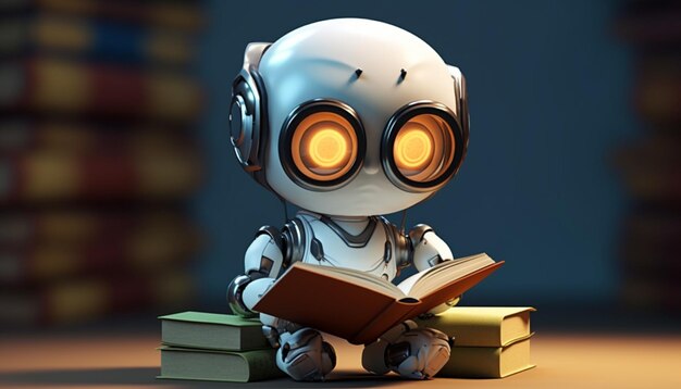 Photo créer un robot inspiré par les livres et la lecture de ce robot coupé