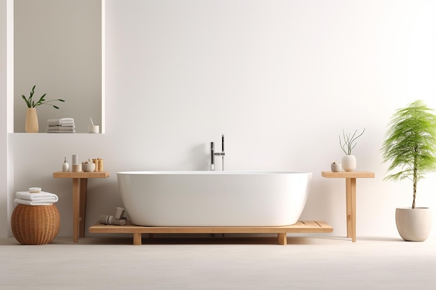 Créer une scène de salle de bain sereine avec une baignoire autoportante Generative By Ai
