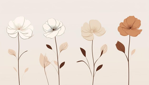 Photo créez un clipart minimaliste en utilisant un dessin de ligne simple pour représenter des fleurs dans un style élégant et moderne 13