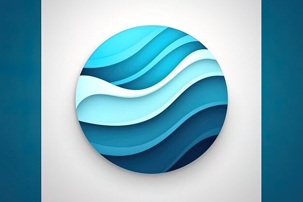 Photo créez un design minimaliste pouvant être utilisé comme icône ou logo de site web sur fond blanc motif de vagues bleues de l'océan ai générative