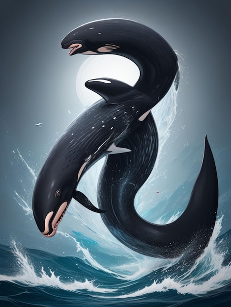 Créez une illustration vectorielle unique et visuellement descriptive d'une orque féroce