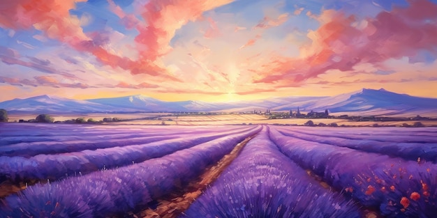 Créez une image saisissante des champs de lavande pittoresques de Provence