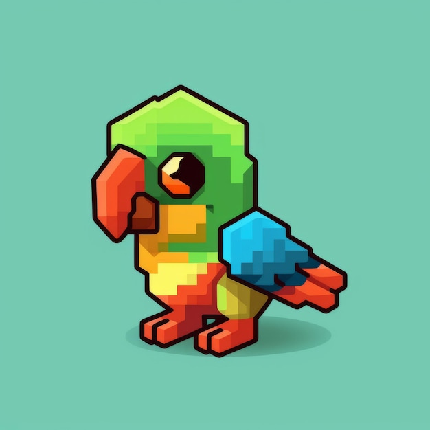 Photo créez un personnage de perroquet mignon dans minecraft avec le pixel art