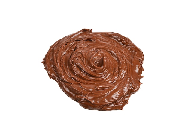 Crème au chocolat isolé sur fond blanc