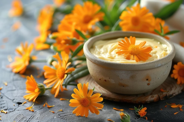 Crème de calendule et fleurs de calendule