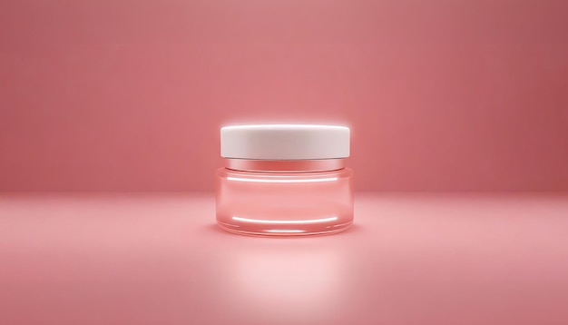 Crème cosmétique dans un pot sur un fond rose rendu en 3D
