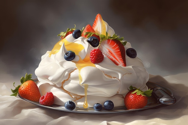 Crème dessert Pavlova Generate Ai