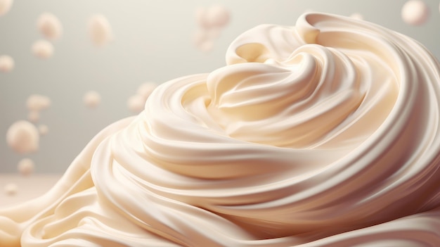 Crème fouettée réaliste pour fond de dessert Illustration de crème glacée Swirl AI générative