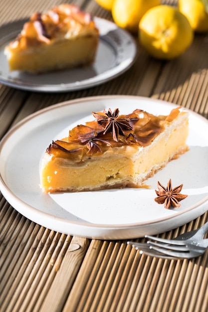 Crème de Galaktoboureko ou bougatsa Dessert traditionnel grec cuit dans une casserole avec du sirop, c'est ce qu'on appelle la tarte de Thessalonique Phyllo fait main farci de crème de semoule sucrée