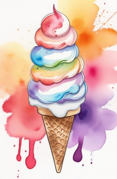 Crème glacée à l'aquarelle