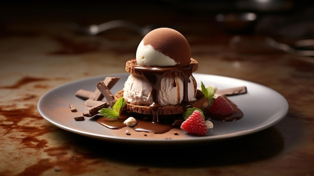 Crème glacée au chocolat dessert,