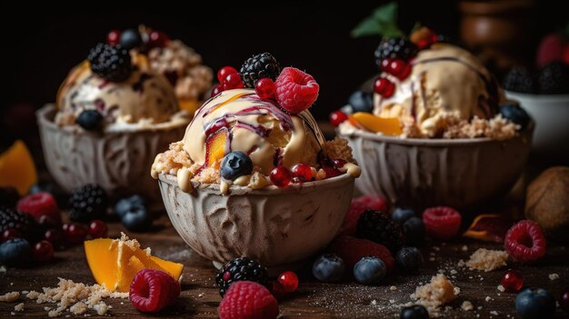 Crème glacée au chocolat sur table