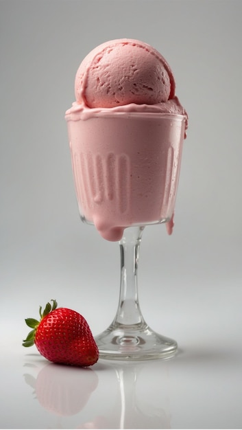La crème glacée aux fraises dans un bol isolé sur un fond blanc
