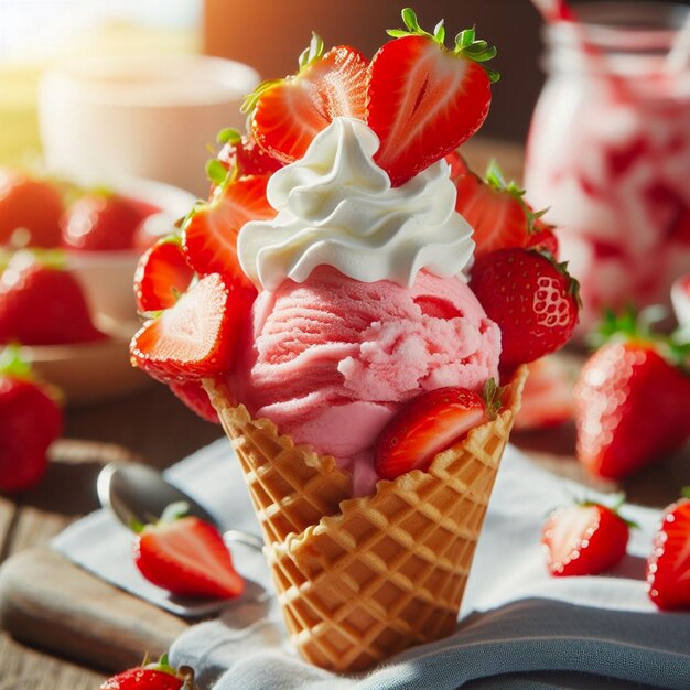 Photo la crème glacée à la fraise