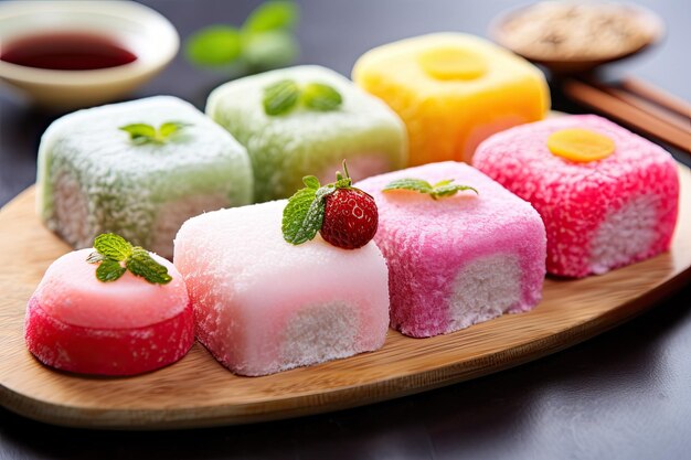 Crème glacée japonaise Mochi dans de la pâte de riz Dessert japonais traditionnel