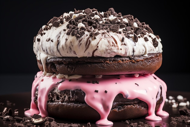 Crème glacée Oreo Sandwiched Donut avec des garnitures