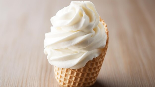 La crème glacée à la vanille est une crème glacée dans une tasse de gaufres.