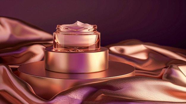 Crème hydratante pour le visage, soin de la peau et soin du corps sur fond violet, spa et cosmétiques de beauté biologiques pour une routine de soin naturel de la peau