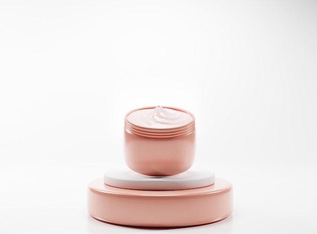 Crème pour le visage sur une maquette de podium rose d illustration