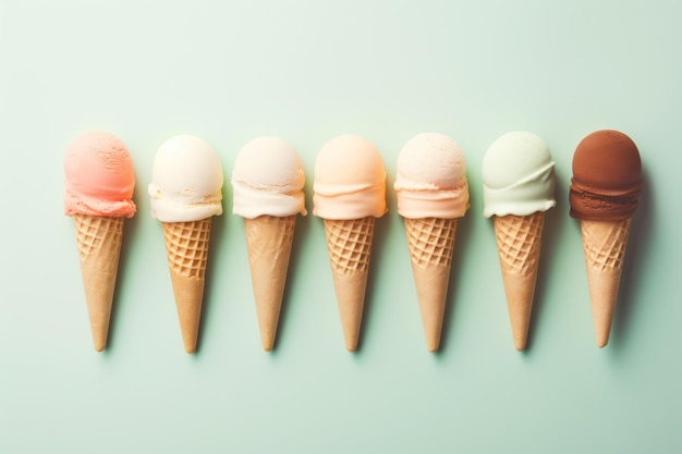 Des crèmes glacées de style minimal sur des couleurs claires générées par l'IA