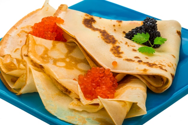 Crêpe au caviar rouge et noir