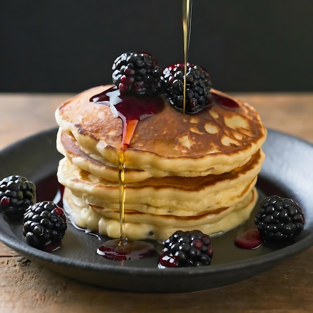 crêpe chaude avec du sirop de myrtille photographie alimentaire