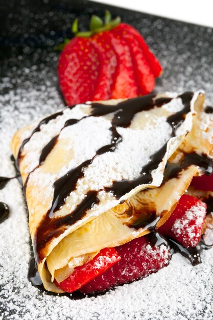 Photo crêpe fraise au chocolat