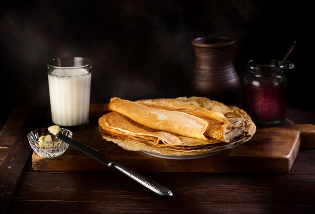 Crêpes au beurre de confiture et au lait