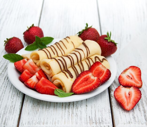 Crêpes aux fraises