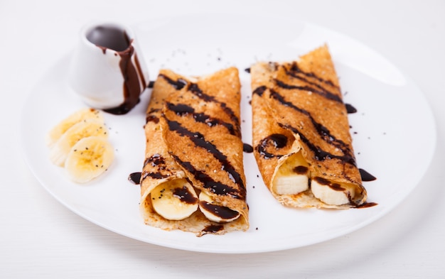 Photo crêpes à la banane et au chocolat