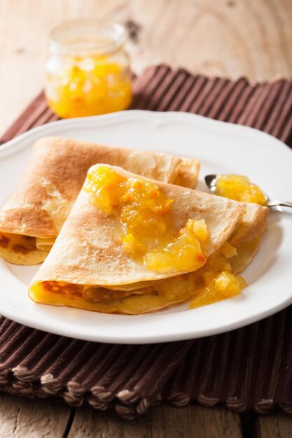 Photo crêpes à la confiture d'orange