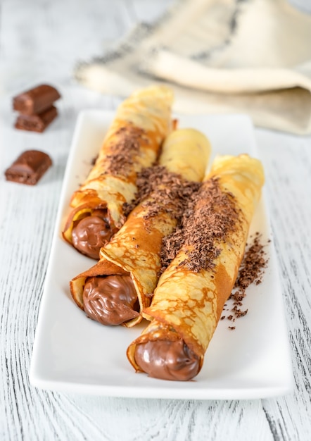 Crêpes à La Crème Au Chocolat Bouchent