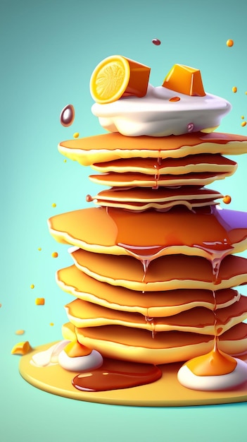 Photo des crêpes délicieuses en 3d.