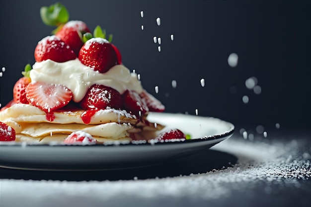 Des crêpes délicieuses avec des fraises