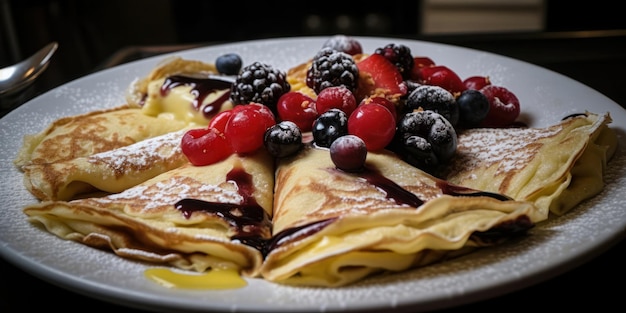 Photo des crêpes délicieuses avec des fruits de la forêt